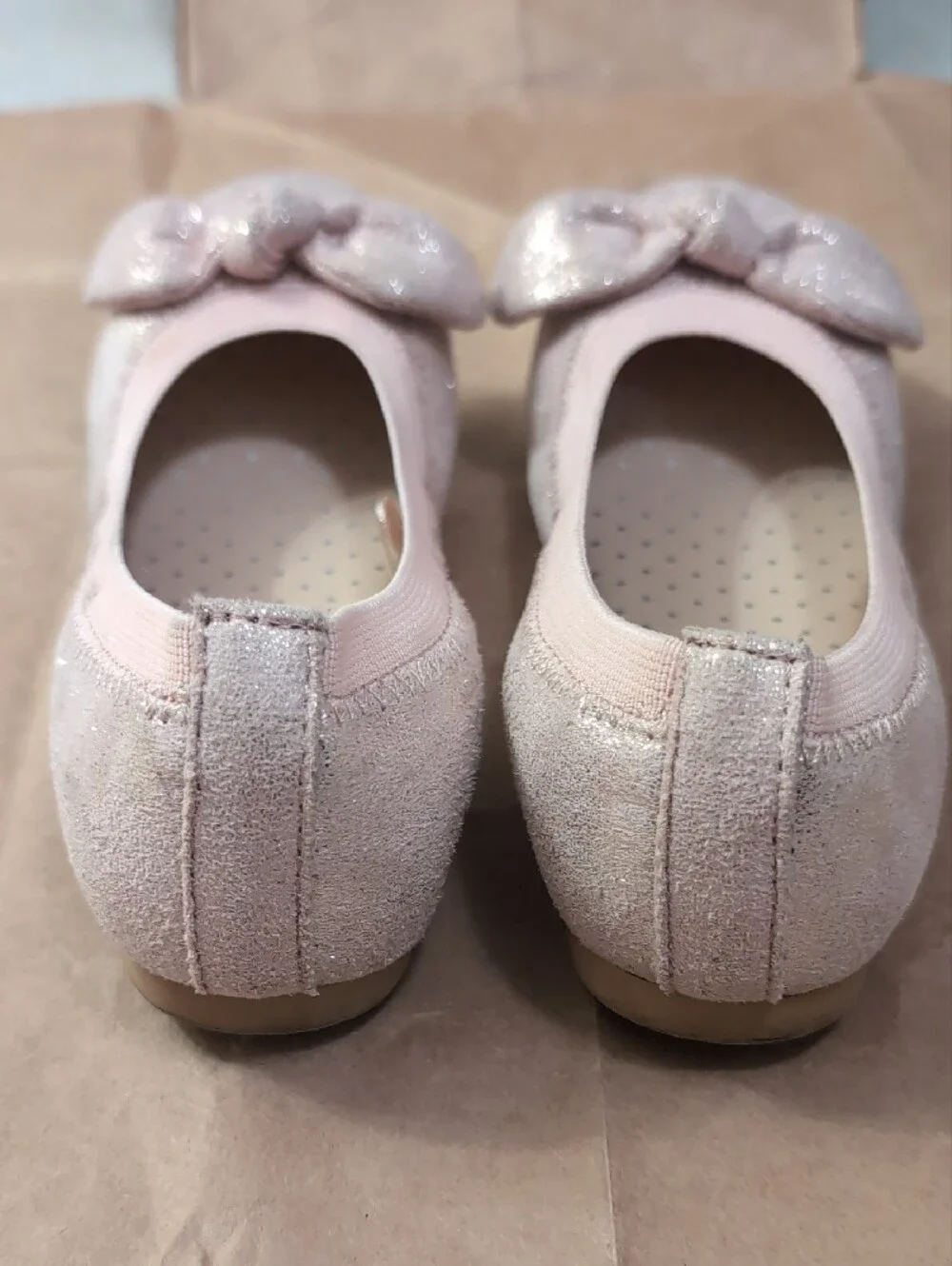 Girls Sparkle Mary Jane and Bow Ballet Flats - Pink & Ivory